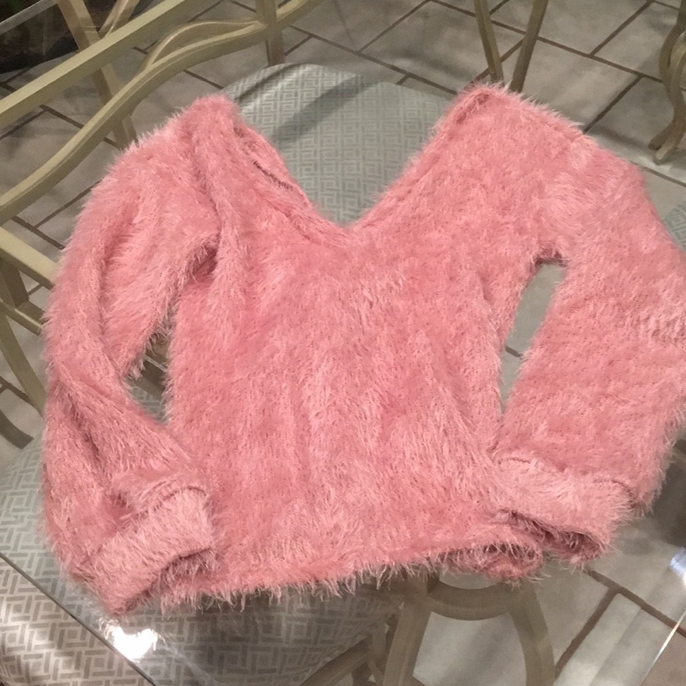 V Neck Sweater Small Pink LUSH